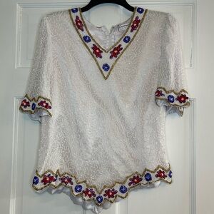 Creative Touch Vintage Silk Beaded Shirt